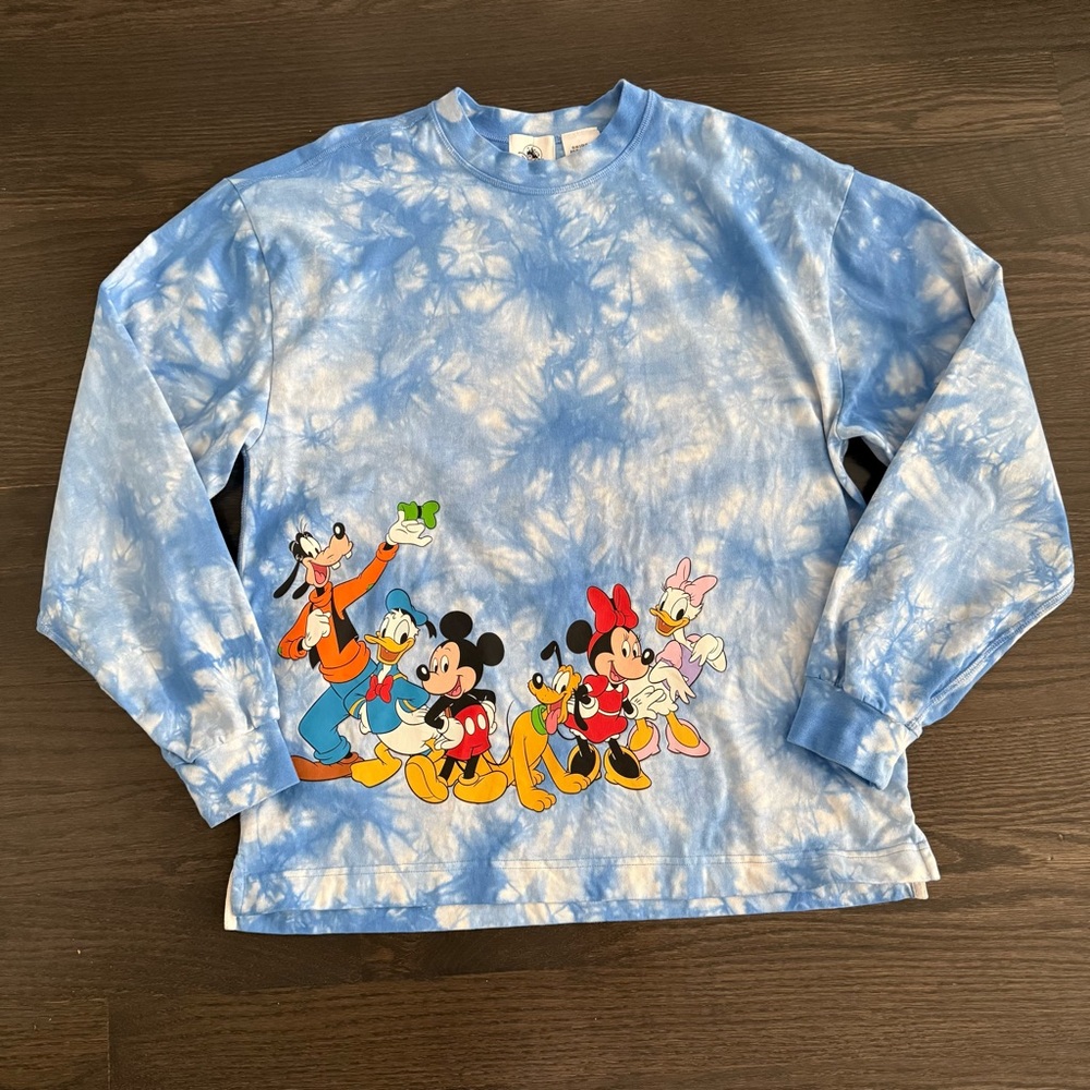 Disney Blue Tie-Dye celebration Long Sleeve Tee with Classic Character